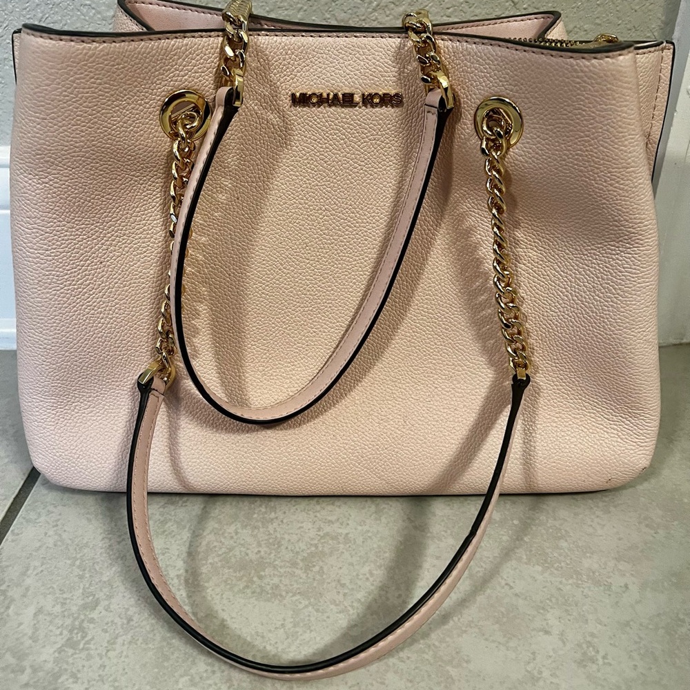 Michael Kors Light Pink Tote with Gold Chains